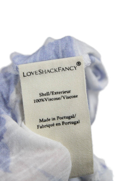 Love Shack Fancy Womens Cropped White Floral Tee Short Sleeve Size XL