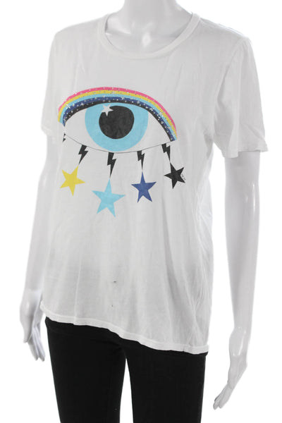 Lauren Moshi Womens Basic Short Sleeve White Cotton T Shirt Size S