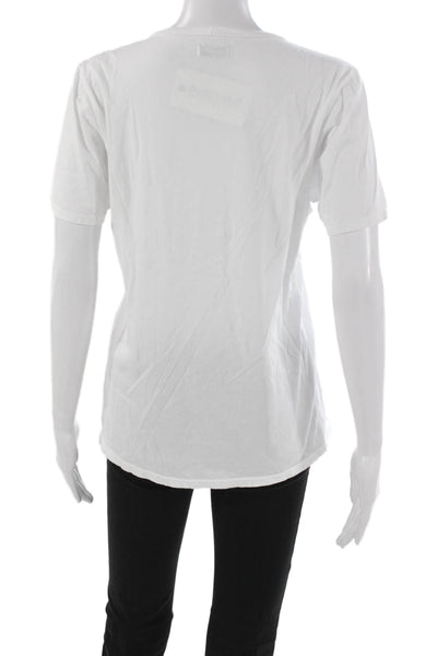Lauren Moshi Womens Basic Short Sleeve White Cotton T Shirt Size S
