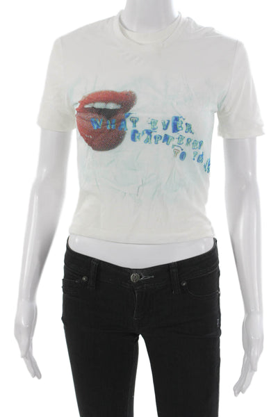 Christopher Esber Women Cropped T Shirt White Crew Neck Short Sleeve Size 8