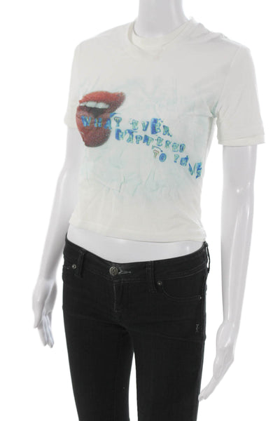 Christopher Esber Women Cropped T Shirt White Crew Neck Short Sleeve Size 8