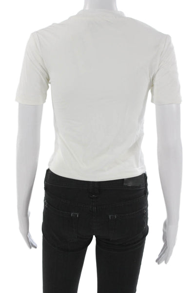 Christopher Esber Women Cropped T Shirt White Crew Neck Short Sleeve Size 8