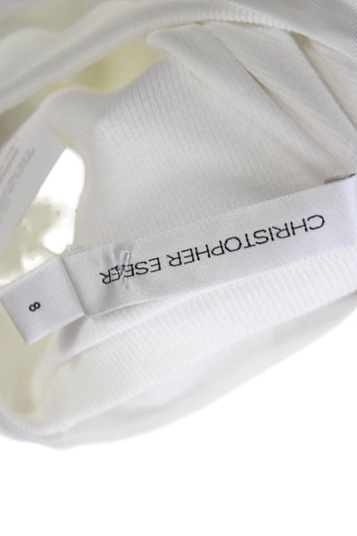 Christopher Esber Women Cropped T Shirt White Crew Neck Short Sleeve Size 8