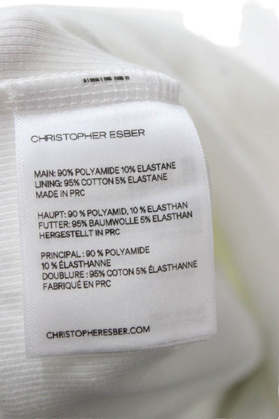 Christopher Esber Women Cropped T Shirt White Crew Neck Short Sleeve Size 8