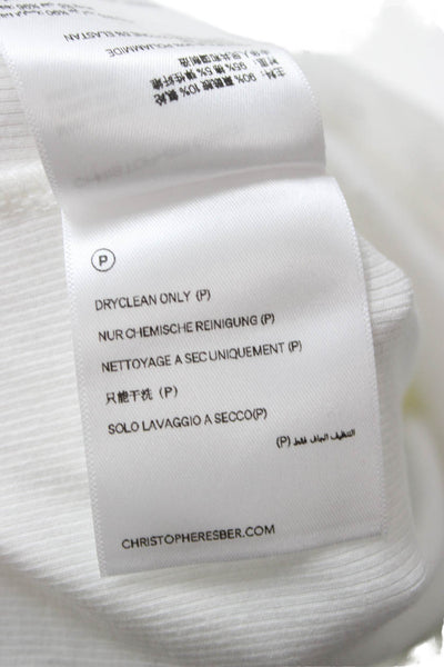 Christopher Esber Women Cropped T Shirt White Crew Neck Short Sleeve Size 8