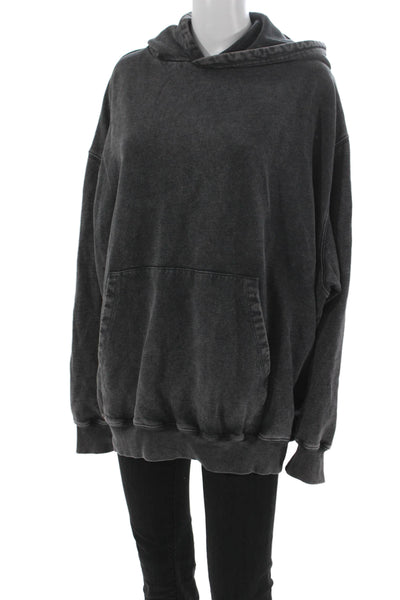 Skims Women Pullover Hoodie Gray 100% Cotton Long Sleeve Size M
