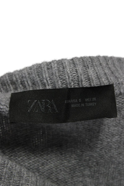 Zara Women Cashmere Gray Crew Neck Pullover Long Sleeve Size S