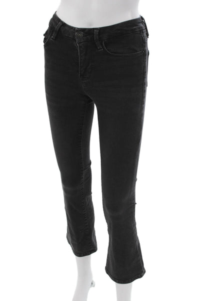 Frame Women Cropped Jeans Black Mid Rise Cotton Blend Size 23