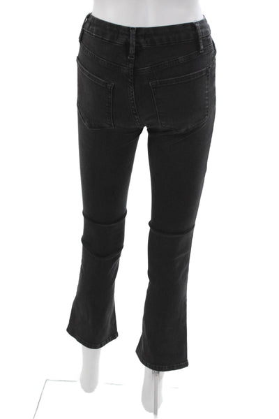 Frame Women Cropped Jeans Black Mid Rise Cotton Blend Size 23