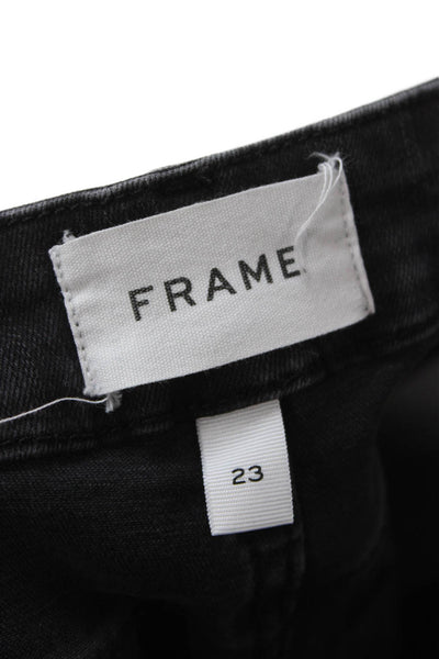Frame Women Cropped Jeans Black Mid Rise Cotton Blend Size 23