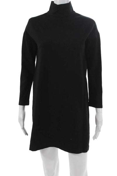 Emerson Fry Women Shift Dress Black Rayon Mock Neck Long Sleeve Size 2XS