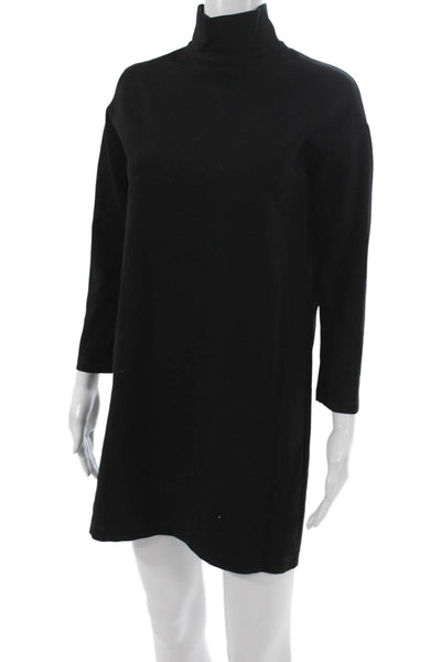 Emerson Fry Women Shift Dress Black Rayon Mock Neck Long Sleeve Size 2XS