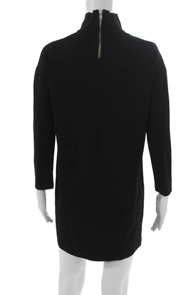 Emerson Fry Women Shift Dress Black Rayon Mock Neck Long Sleeve Size 2XS