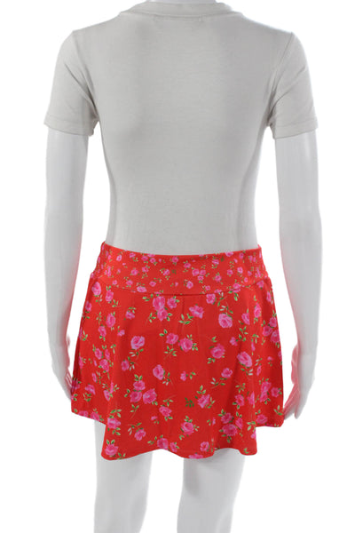 AS Revival Women Red Floral Wrap Skort Polyester Short Size L