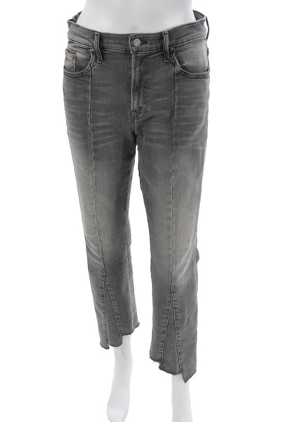 Mother Womens Straight Jeans Gray High Rise Button Cotton Blend Size 27