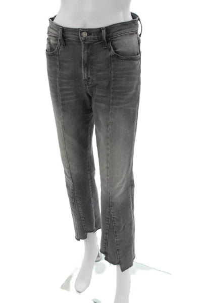 Mother Womens Straight Jeans Gray High Rise Button Cotton Blend Size 27