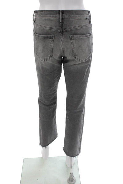 Mother Womens Straight Jeans Gray High Rise Button Cotton Blend Size 27
