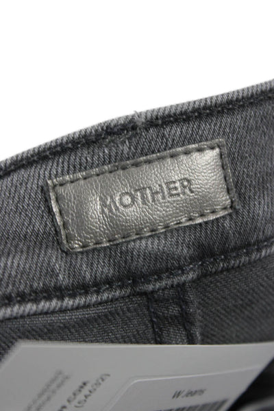 Mother Womens Straight Jeans Gray High Rise Button Cotton Blend Size 27
