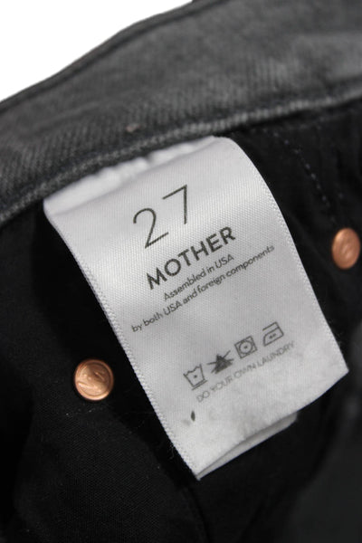 Mother Womens Straight Jeans Gray High Rise Button Cotton Blend Size 27