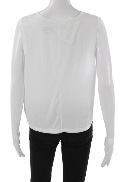 Athleta Women Basic Tank White Crew Neck Polyester Size L