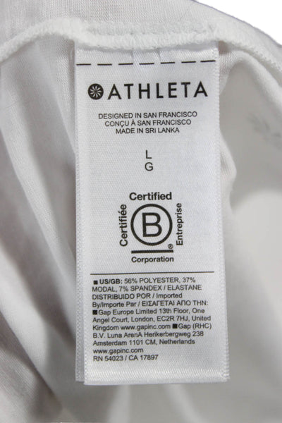 Athleta Women Basic Tank White Crew Neck Polyester Size L
