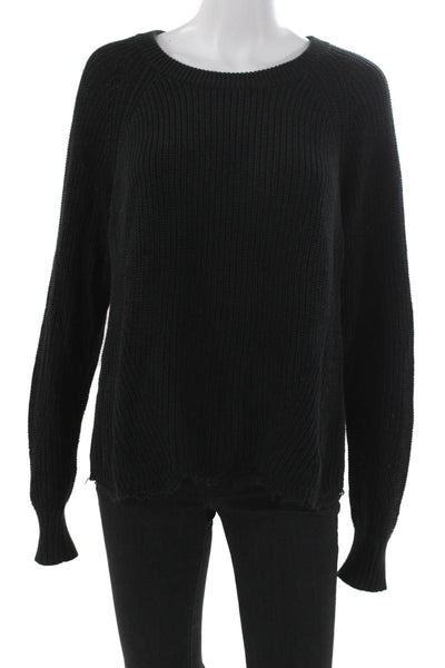 Cotton By Autumn Cashmere Womens Black Pullover Sweater Cotton Crewneck Size L