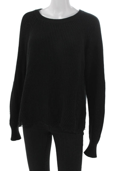 Cotton By Autumn Cashmere Womens Black Pullover Sweater Cotton Crewneck Size L