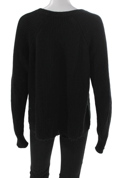 Cotton By Autumn Cashmere Womens Black Pullover Sweater Cotton Crewneck Size L