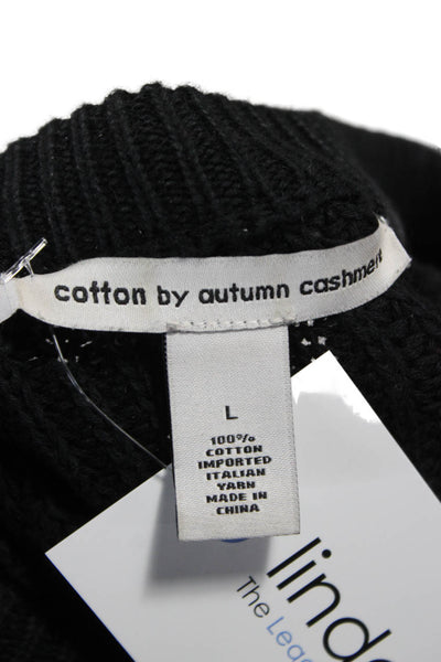 Cotton By Autumn Cashmere Womens Black Pullover Sweater Cotton Crewneck Size L