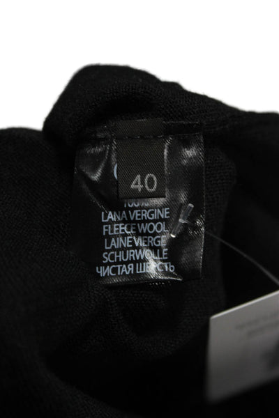 Nude Women Pullover Sweater Black Crew Neck Long Sleeve Fleece Wool Size 40