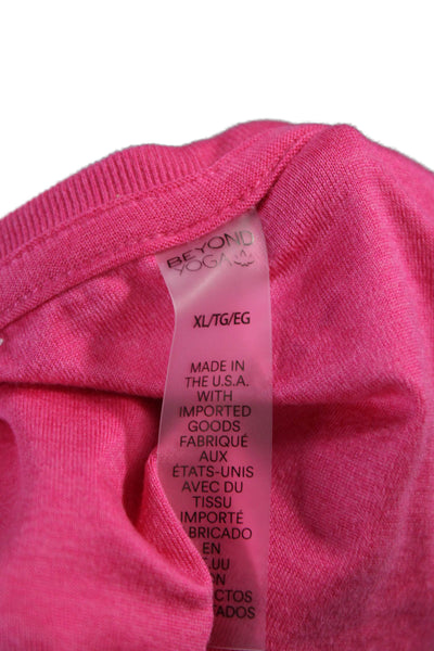 Beyond Yoga Womens Pink Scoop Neck Sleeveless Basic Tank Polyester Size XL