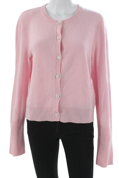 La Ligne Women Cashmere Pink Cardigan Long Sleeve Round Neck Solid Size XL