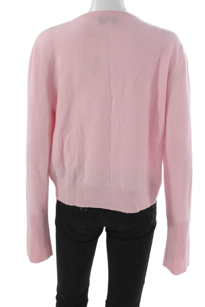 La Ligne Women Cashmere Pink Cardigan Long Sleeve Round Neck Solid Size XL