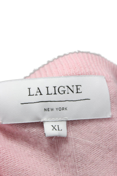 La Ligne Women Cashmere Pink Cardigan Long Sleeve Round Neck Solid Size XL