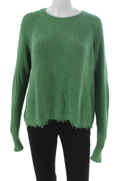 Cotton By Autumn Cashmere Womens Pullover Green Crew Neck Long Sleeve Size XL