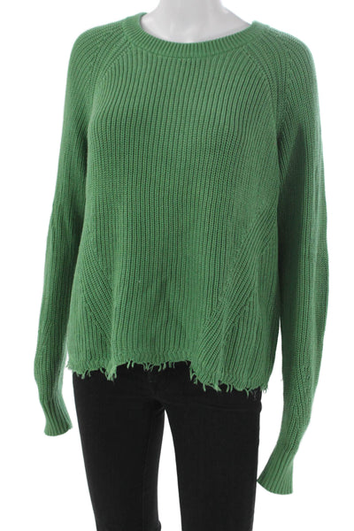 Cotton By Autumn Cashmere Womens Pullover Green Crew Neck Long Sleeve Size XL