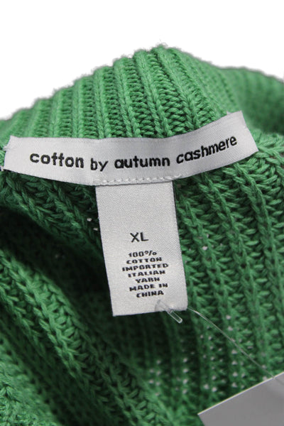 Cotton By Autumn Cashmere Womens Pullover Green Crew Neck Long Sleeve Size XL