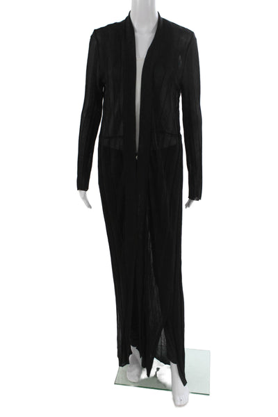 Zara Knit Women Cardigan Black V-Neck Viscose Long Sleeve Size M