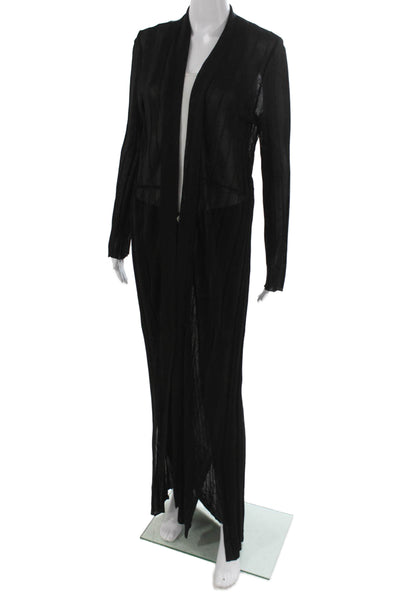 Zara Knit Women Cardigan Black V-Neck Viscose Long Sleeve Size M