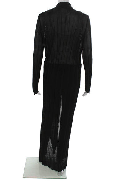 Zara Knit Women Cardigan Black V-Neck Viscose Long Sleeve Size M