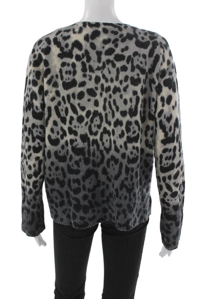 360 Cashmere Women Multicolor Animal Print V Neck Pullover Sweater Size M