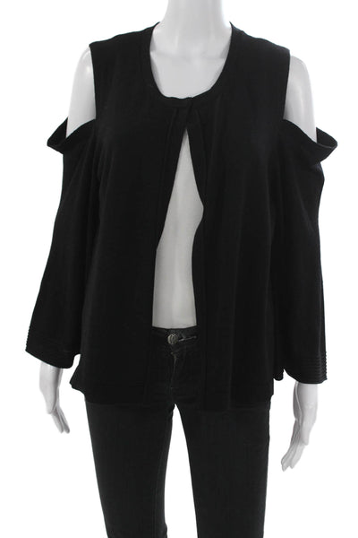 Kobi Halperin Womens Cardigan Black Merino Wool Round Neck Long Sleeve Size XL