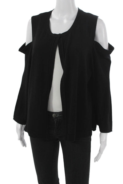 Kobi Halperin Womens Cardigan Black Merino Wool Round Neck Long Sleeve Size XL