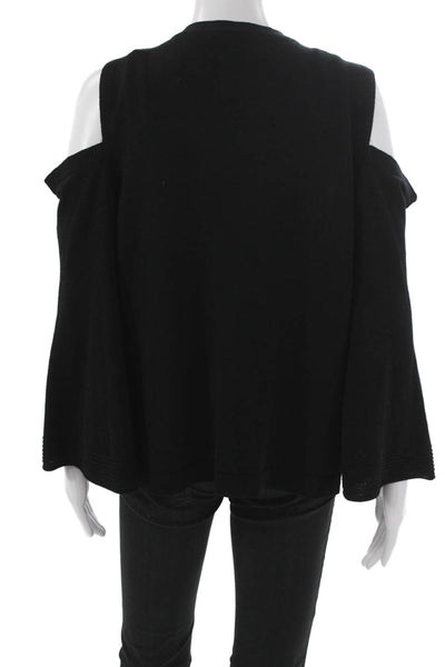 Kobi Halperin Womens Cardigan Black Merino Wool Round Neck Long Sleeve Size XL
