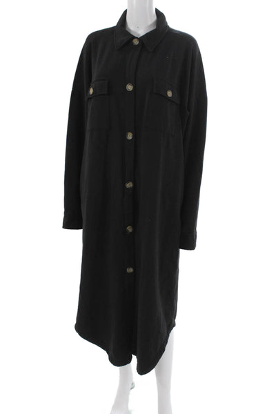 Electric & Rose Womens Shirt Dress Long Sleeve Collared Button Black Size L
