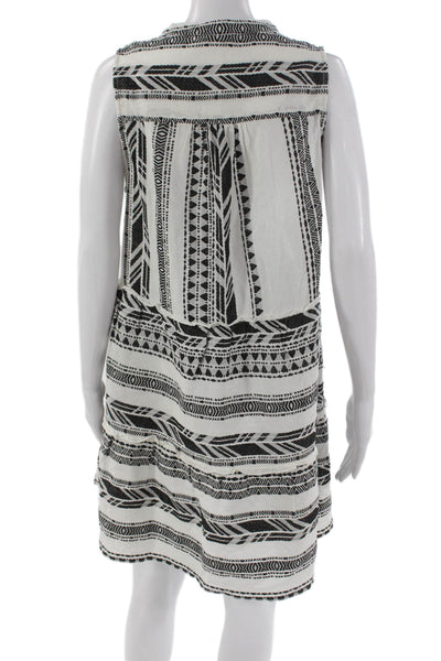 Elan Women Sundress Black Cotton V Neck Sleeveless Geometric Bohemian Size L