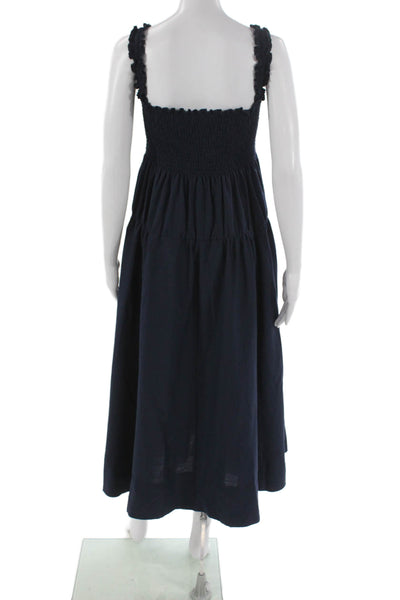 Caara Women Maxi Dress Blue Sleeveless Square Neck Bohemian Long Size L