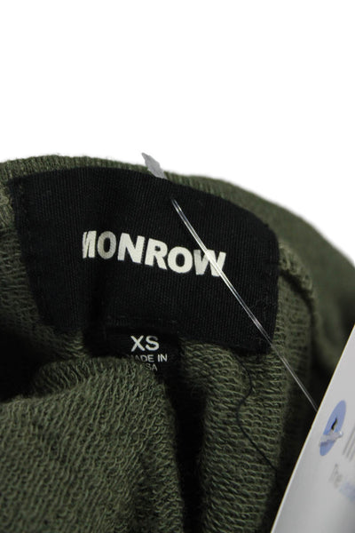 Monrow Womens Jogger Pants Green Drawstring Rayon Size XS