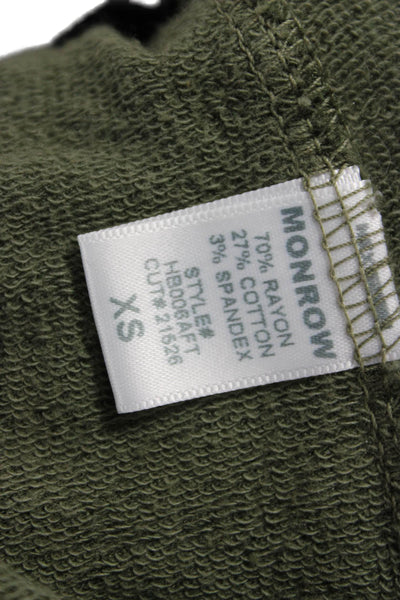 Monrow Womens Jogger Pants Green Drawstring Rayon Size XS