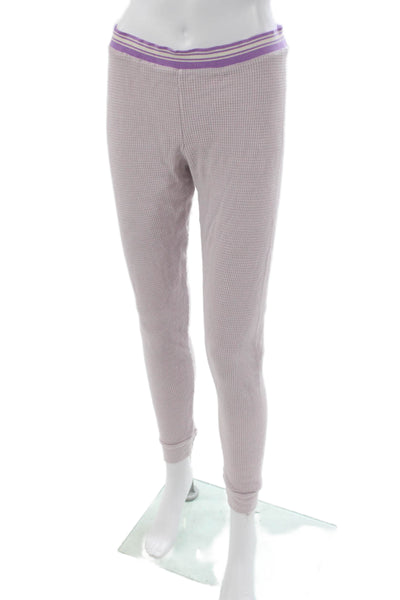 Monrow Women Ankle Purple Leggings 50% Polyester Solid Size L